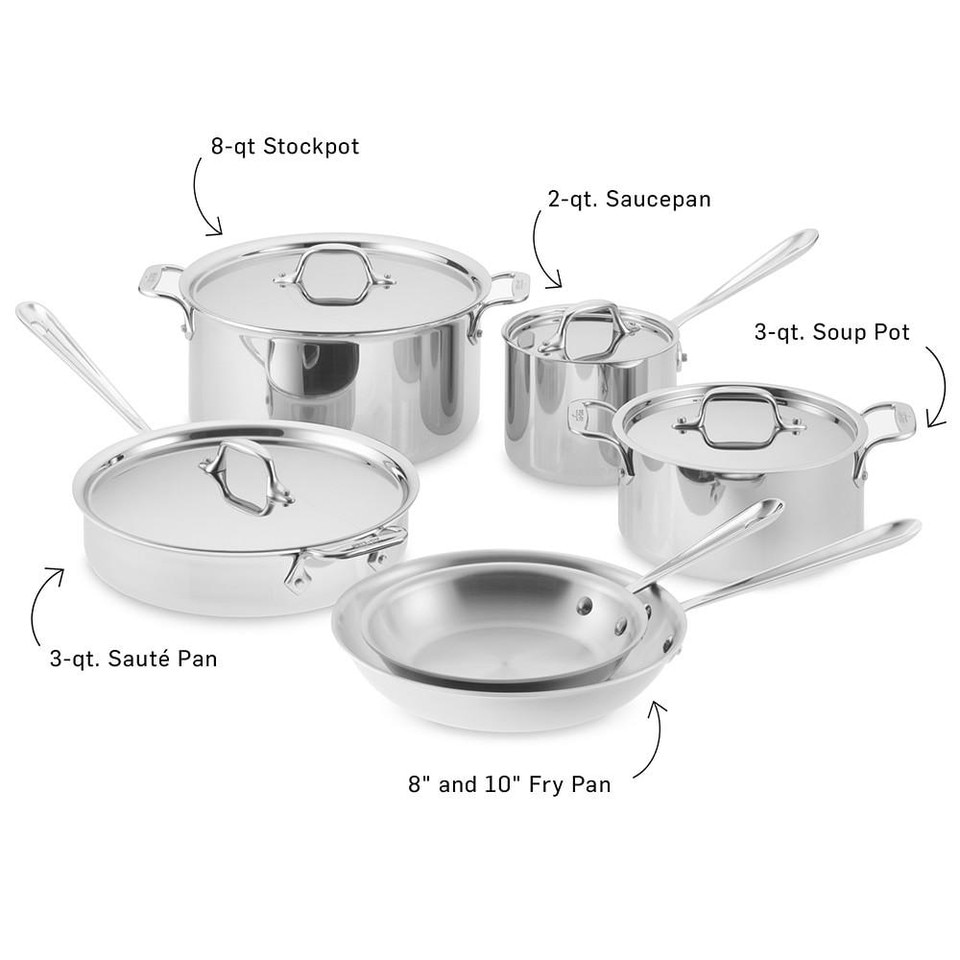 All-Clad D3 Tri-Ply Stainless-Steel 10-Piece Cookware Set ...