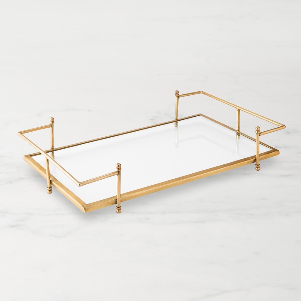 Antique Brass & Glass Tray