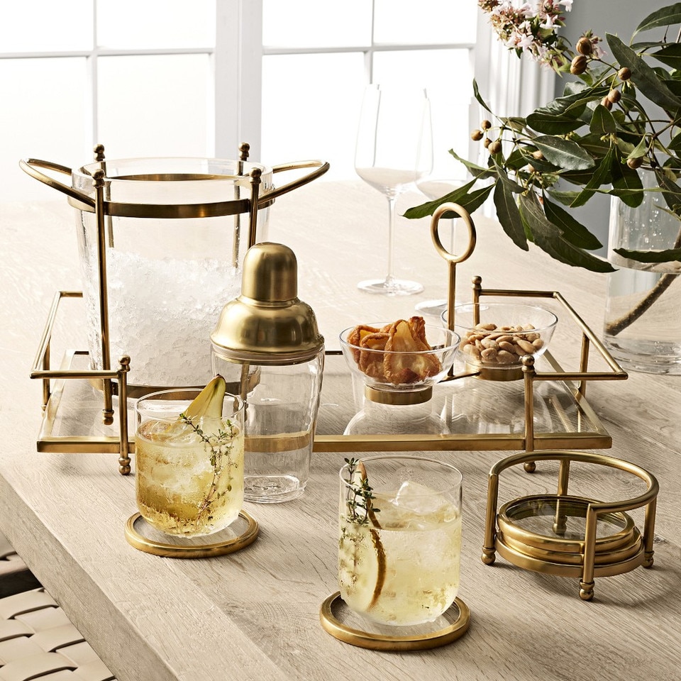 Antique Brass & Glass Tray