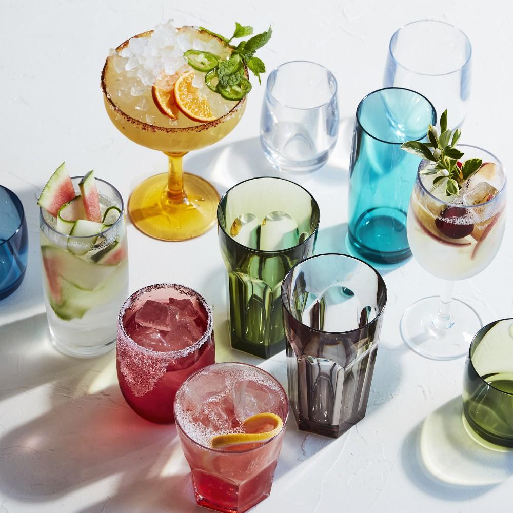 4, 470ml) - Bravario Unbreakable Stemless Wine Glasses Set Of 4 Shatterproof Non-Breakable No Stem Tritan Plastic Outdoor Drinkware Tumbler Cups Dish