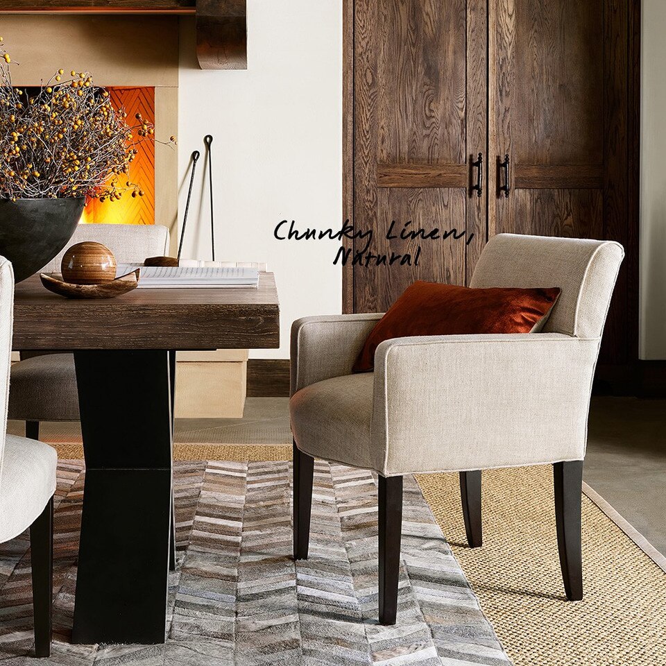 Fitzgerald Dining Armchair, Natural Linen