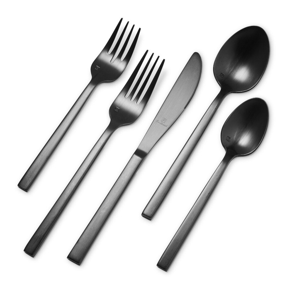Fortessa Arezzo Brushed Black 5Piece Cutlery Set Williams Sonoma