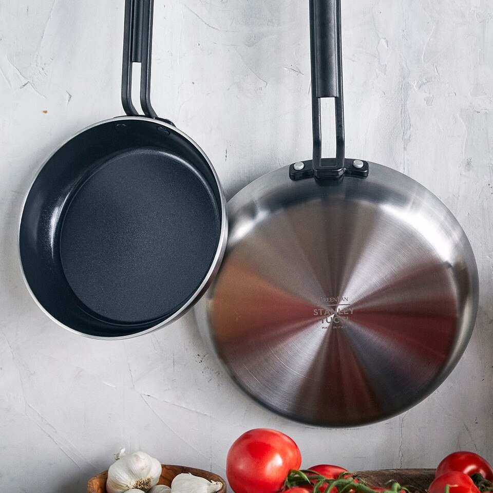 GreenPan™ Stanley Tucci™ Stainless Steel Ceramic Non-Stick Frying Pan Set of 2