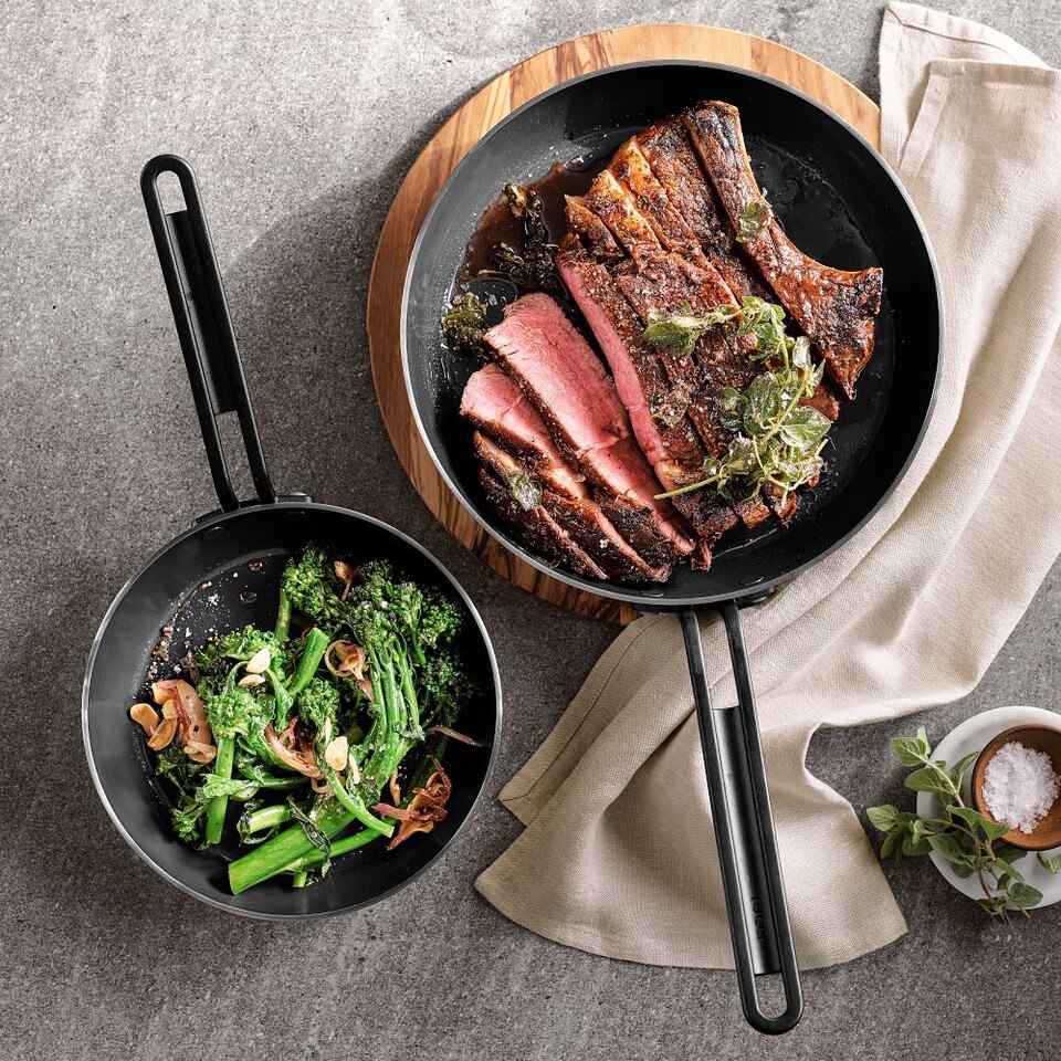 GreenPan™ Stanley Tucci™ Stainless Steel Ceramic Non-Stick Frying Pan Set of 2