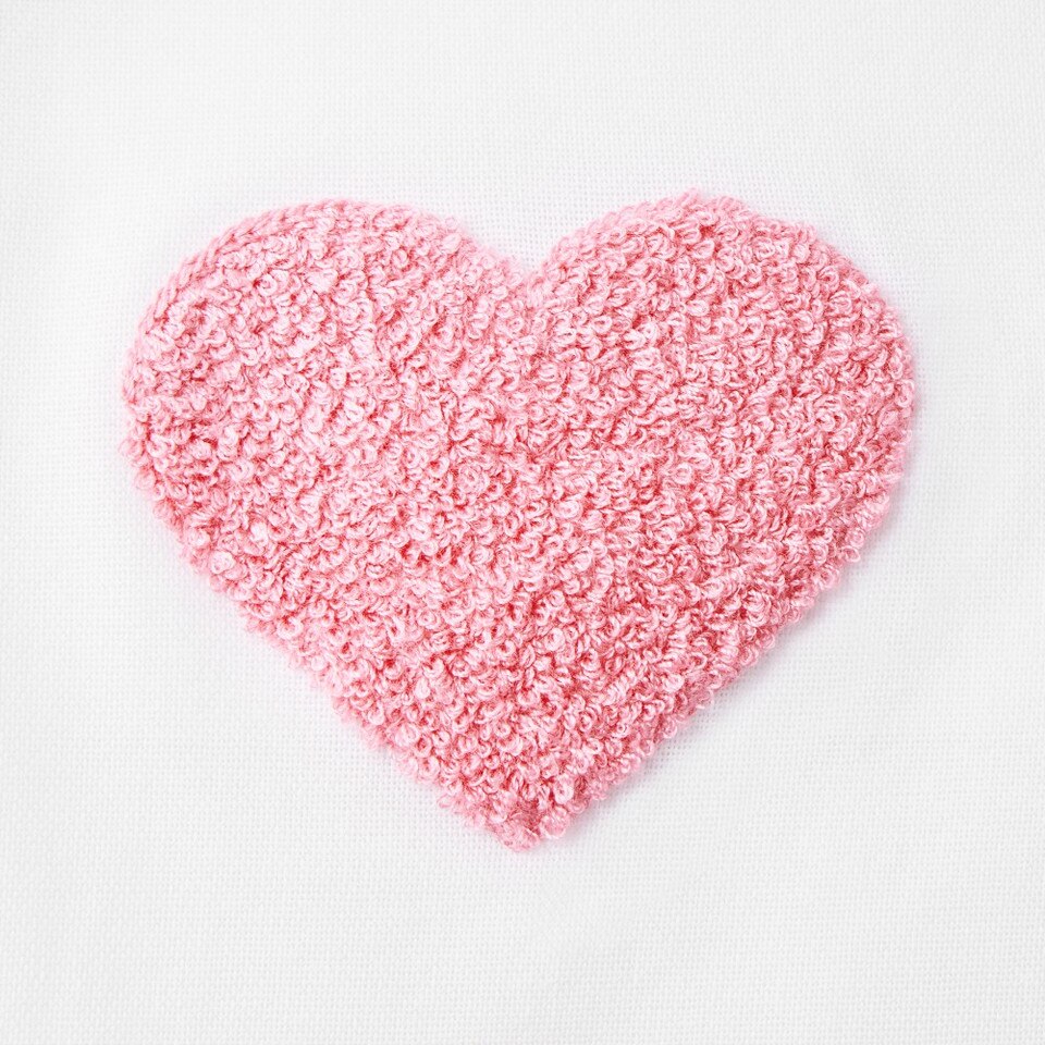 Embroidered Heart Tea Towels, Set of 2