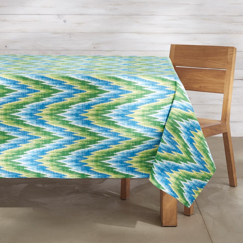 Schumacher Flamestitch Oilcloth Outdoor Tablecloth Williams