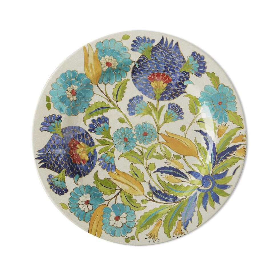 Iznik Tile Outdoor Melamine Dinner Plate, Blue & Green ...