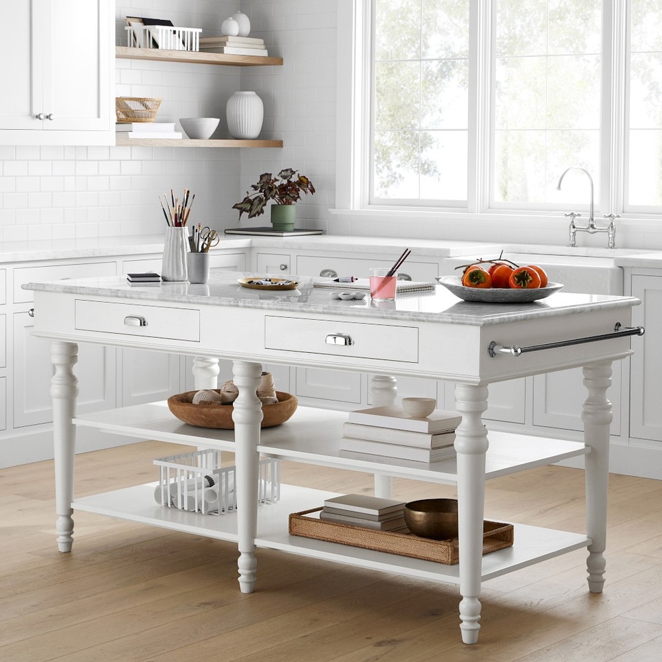 Larkspur Marble-Top Kitchen Island