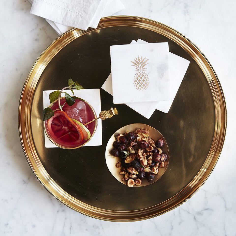 Marble Coasters with Gold Pineapple, Set of 4