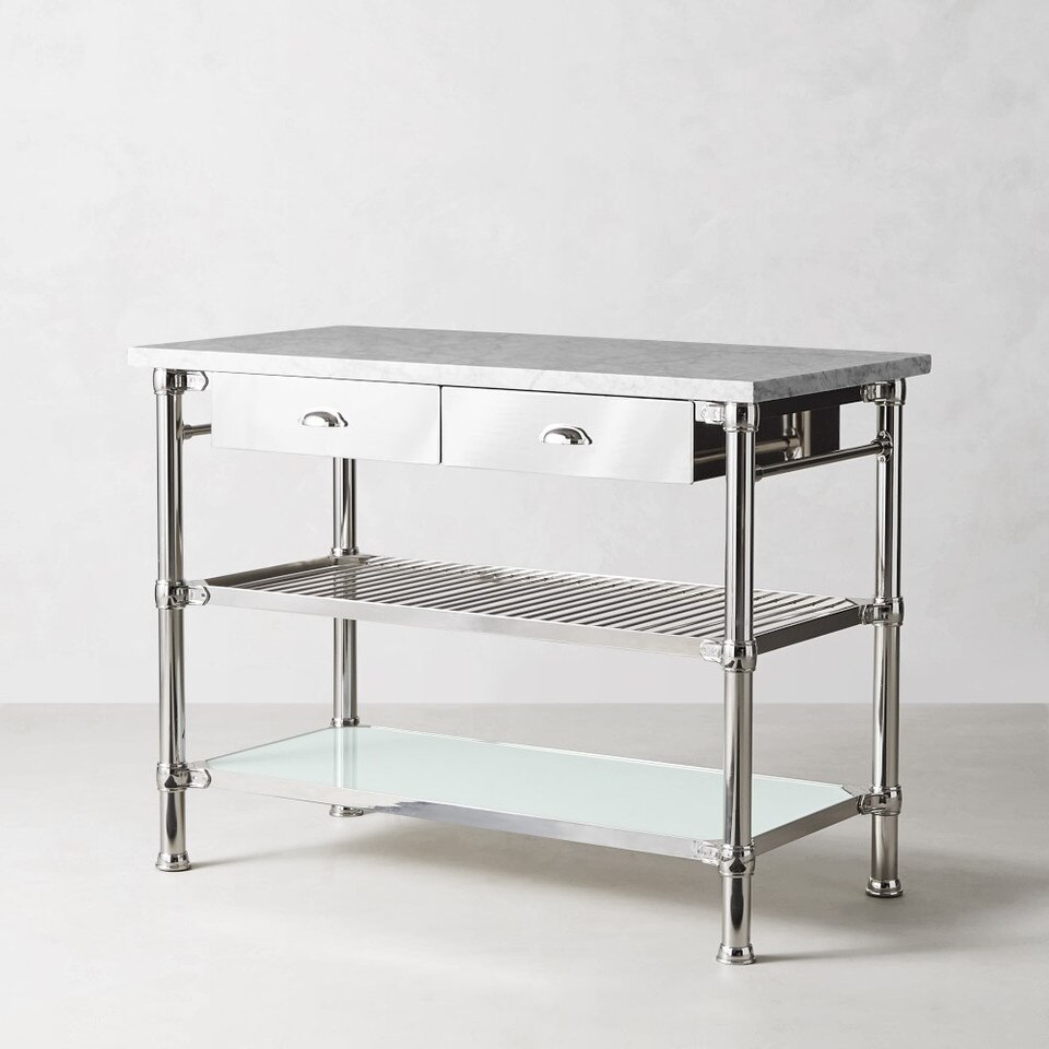 Modular Kitchen Island with Marble Top