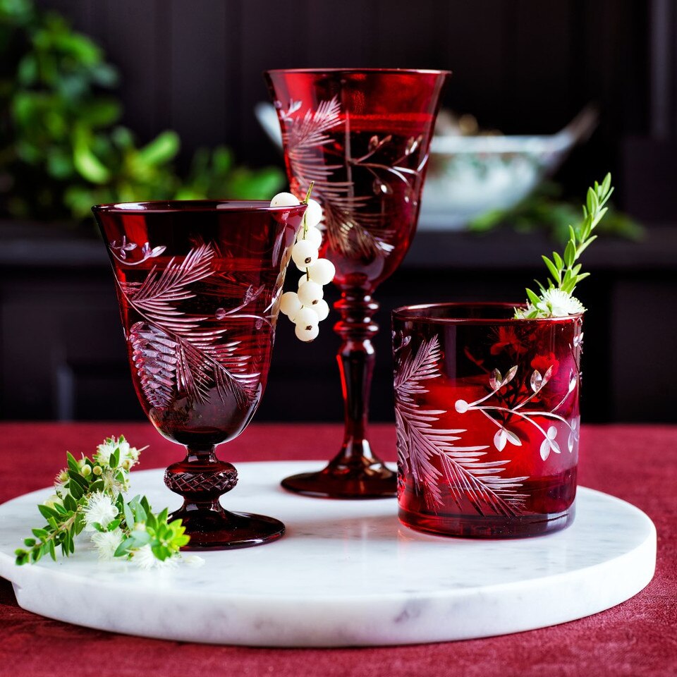 Red Pinecone Cut Wine Glass Williams Sonoma AU