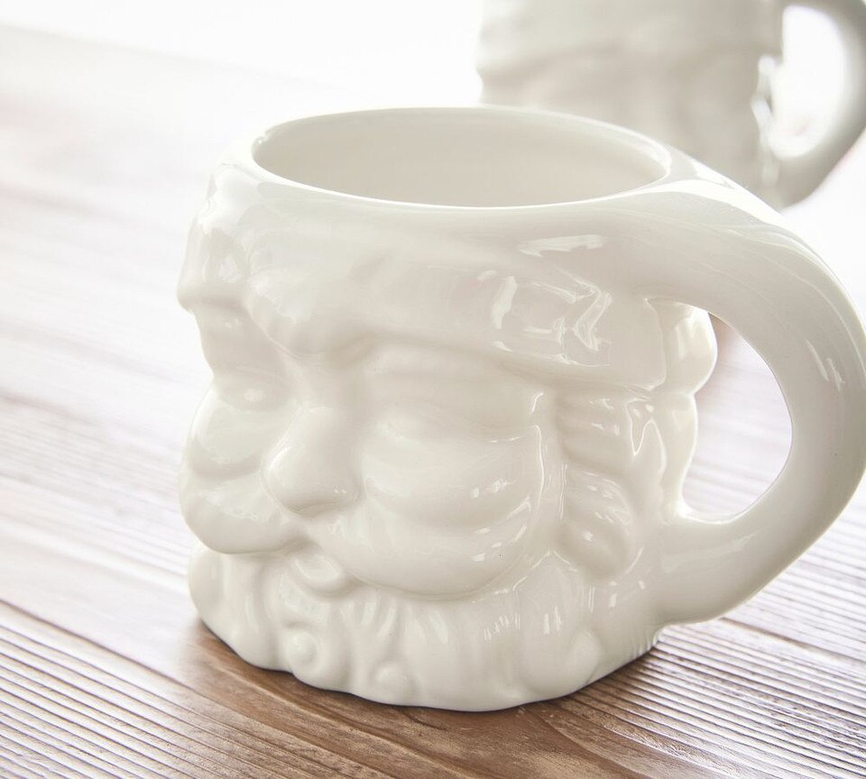 Pottery Barn Santa Mug, White Glaze