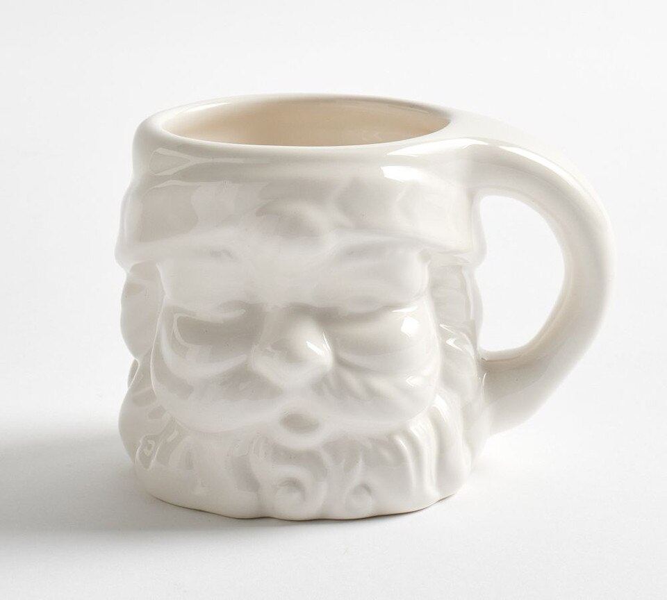 Pottery Barn Santa Mug, White Glaze