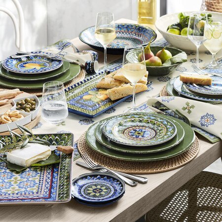 Sicily Ceramic Mixed Appetiser Plates, Set of 4, Blue Green