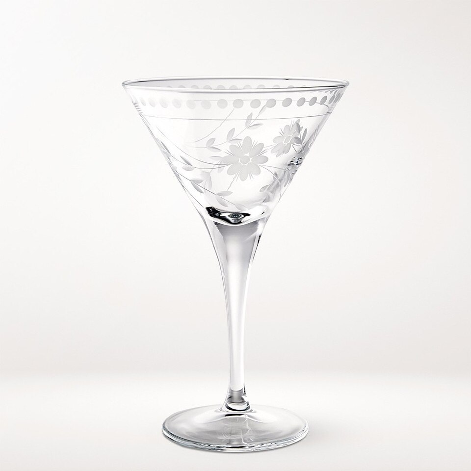 Vintage Etched Martini Glass