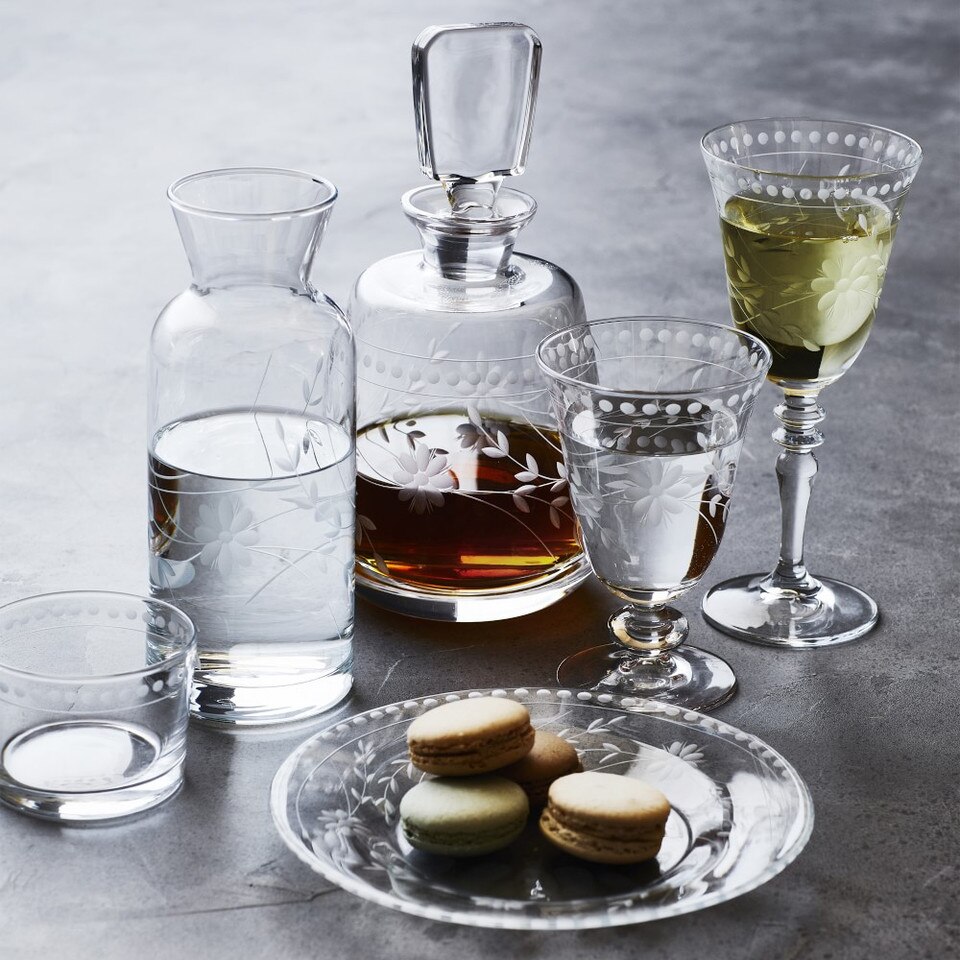 Vintage Etched Water Glass
