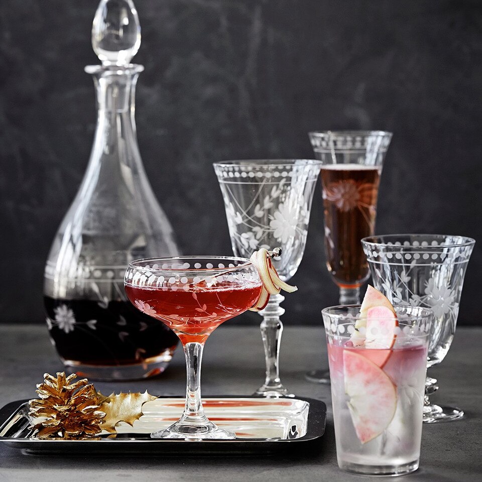 Vintage Etched Water Glass