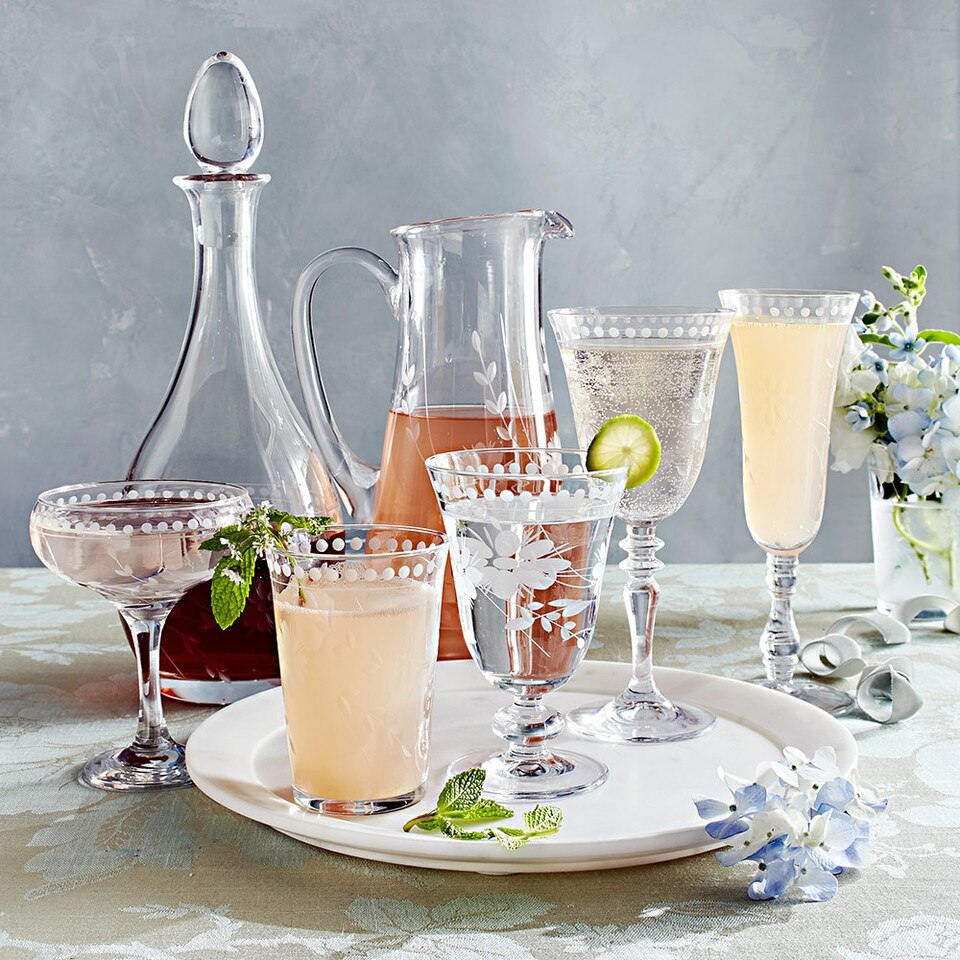 Vintage Etched Water Glass
