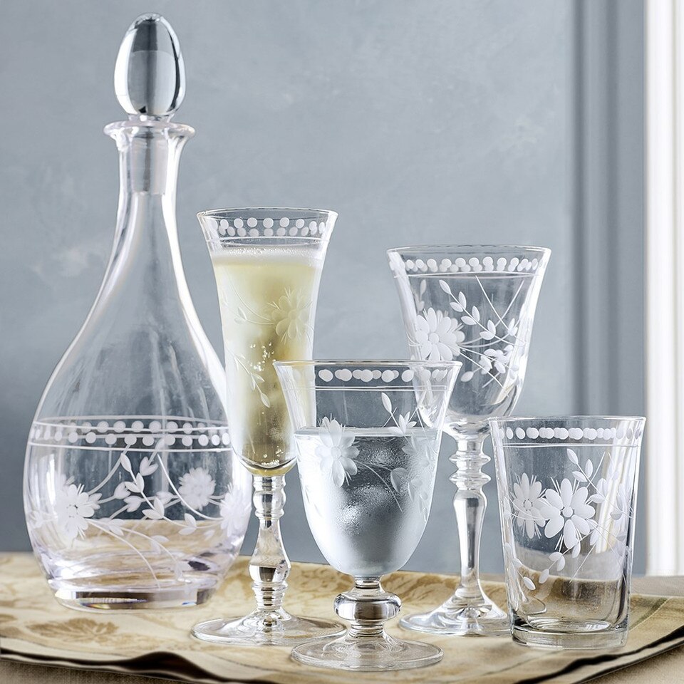 Vintage Etched Water Glass
