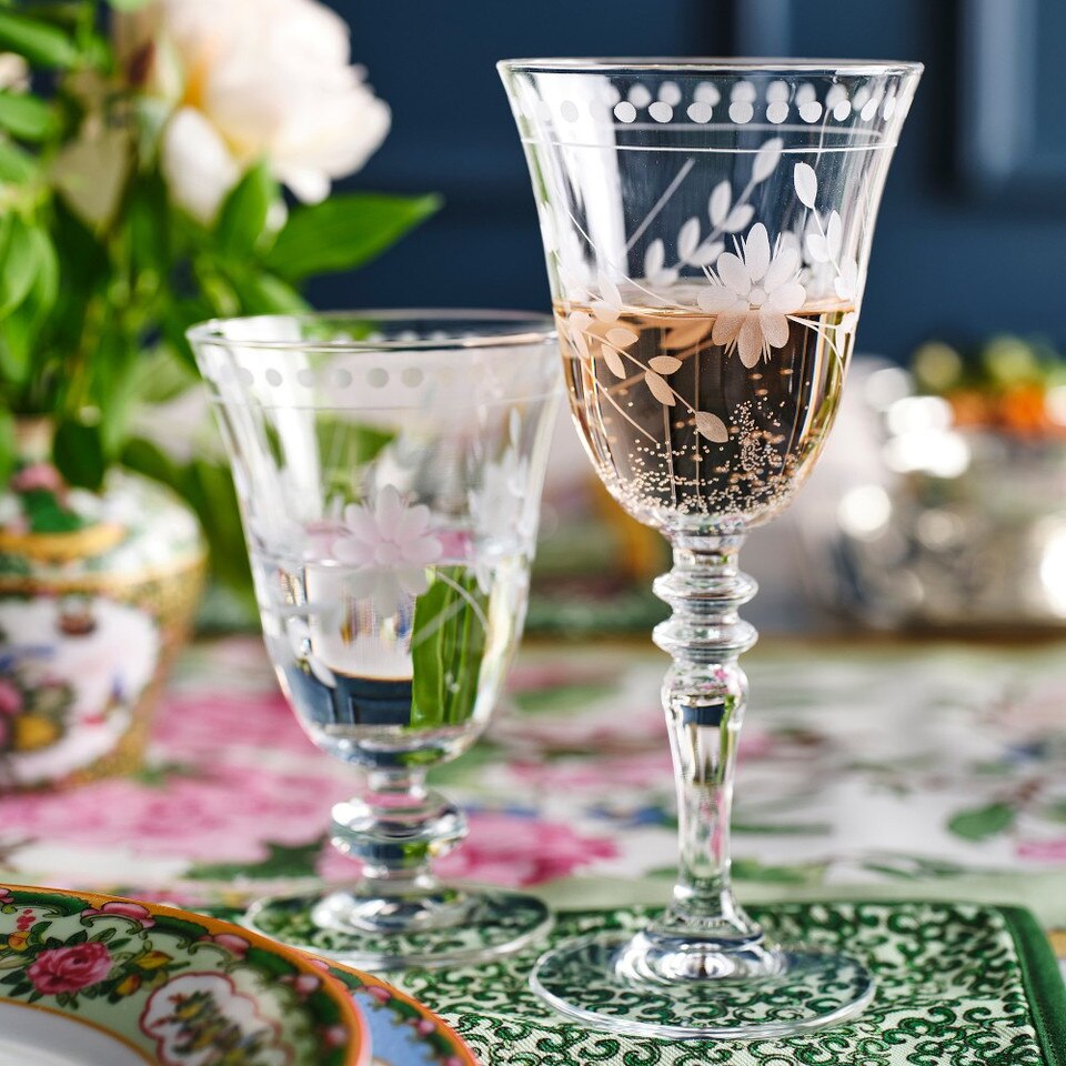 Vintage Etched Water Glass