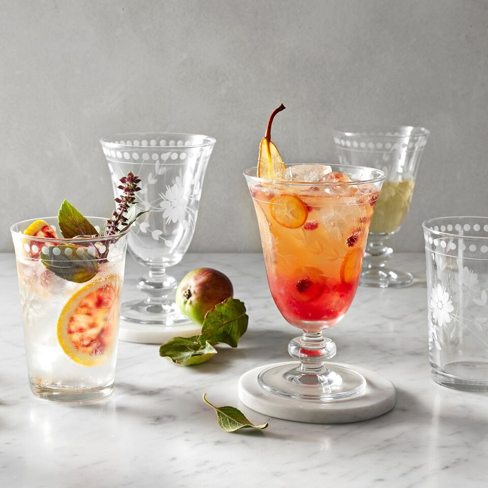 Vintage Etched Water Glass