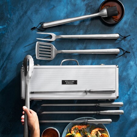 Williams Sonoma Stainless Steel Handled 4-Piece Barbecue Tool Set 