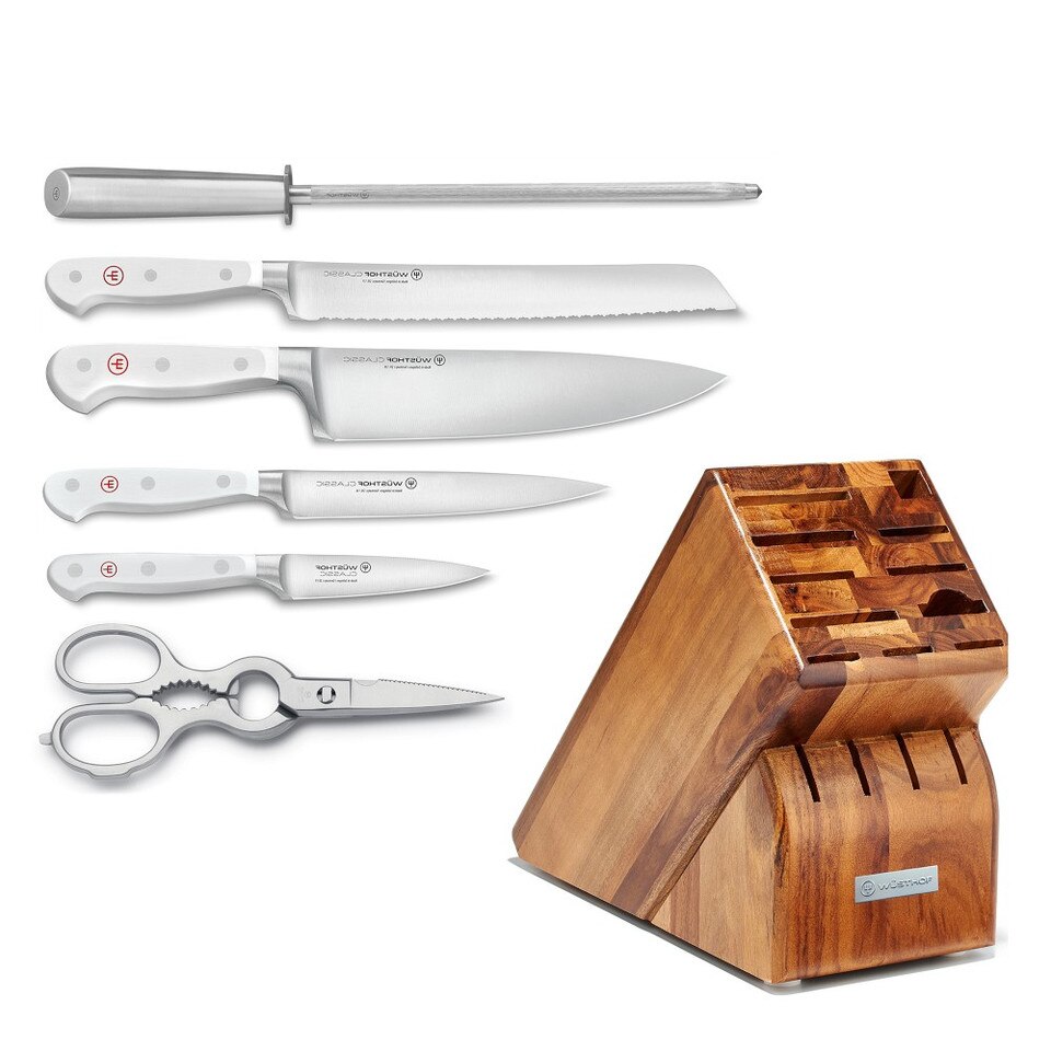 Wüsthof Classic 7-Piece Knife Block Set, White