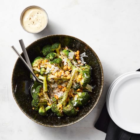 Roasted Broccoli Caesar Salad with Pepitas and Parmesan